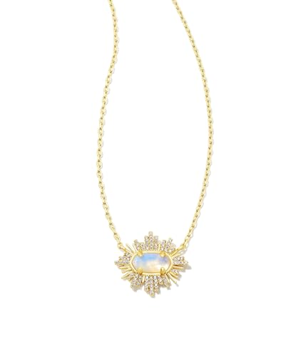 Kendra Scott Grayson Sunburst Frame Short Pendant Necklace Gold Iridescent