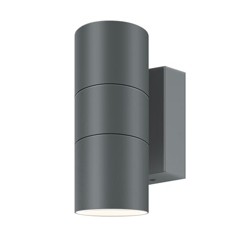 Image of Kerry Outdoor Wall Lights, IP65 Waterproof Up Down Outside Lighting Mains Powered with Push Connector, Anthracite Grey Stainless Steel Wall Sconce, External Wall Mount Lamp for Front Door (Bulb Excl.)