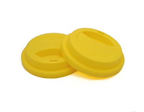Lot de 2 couvercles en silicone anti-déversement réutilisables pour tasse à café et café Jaune Cover