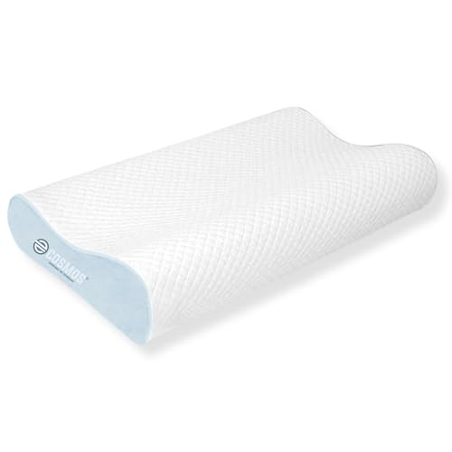 E-COSMOS Memory Foam Pillow, Orthopedic Pillow for Neck Pain Cervical Contour Memory Foam Pillow,Orthopedic Neck Pillow with Washable Cover, Bed Pillows for Side, Back, Stomach Sleepers. (Sky Blue) (B0D9FJ7SJ3) Amazon Price History, Amazon Price Tracker