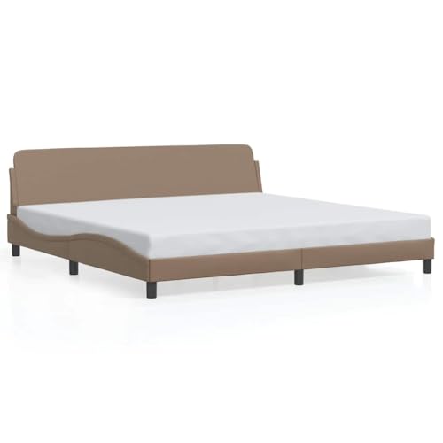 Foknhdi Cadre de lit Dover 200 x 200 cm, lit double en cuir synthétique, lit rembourré avec tête de lit et sommier à lattes, design ondulé moderne, facile...