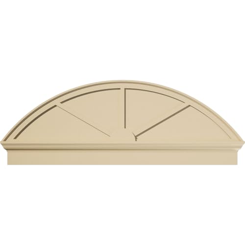 58"W x 21-3/8"H x 2-1/2"P Segment Arch 3 Spoke Signature Urethane Combination Pediment, Primed Tan