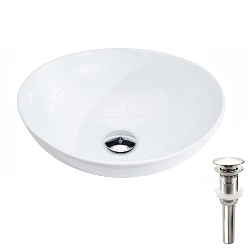 Exclusive Discount 50% Price PetusHouse Bathroom Vessel Sink and Pop Up Drain Combo, Oval Modern Egg Shape Above Counter White Porcelain Ceramic Bathroom Vessel Vanity Sink Washing Art Basin