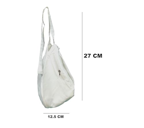Image of Premium Cotton Jaap Mala Bag with Zipper Pocket & Shoulder Strap | Soft Fabric Chanting Bag for Meditation, Japa & Bhakti Use | (Available in White, Peach & Yellow)