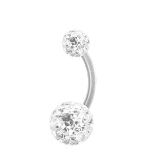 Drops Karisma Hochwertige Transparent Bioplast Bauchnabel Piercing Mit kristall Elements 5/8mm Kugeln Epoxydharz-Schicht Weiss Länge 11mm
