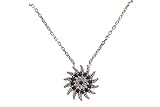 Sun Shape Special Design Turkish Evil Eye Handmade 925 Sterling Silver Round Cut Sapphire White Topaz Rhodium Necklace