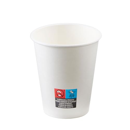 Nupik   Pack de 20 Vasos Desechables de Cartón Blancos 270 ml   Para Café, Degustaciones, Bebidas Frías o Calientes   Para Cumpleaños, Oficina, Hostelería, Máquina Expendedora