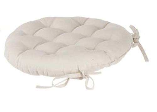Lot de 4 galettes de chaise ronde en coton coloris Ivoire - Diamètre 38 cm -PEGANE-