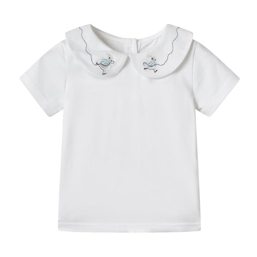 Image of Toddler Kids Girls Boys Basic Peter Pan Collar Tee Shirt T-Shirts Tops Bottom Long Sleeve Solid Blouse