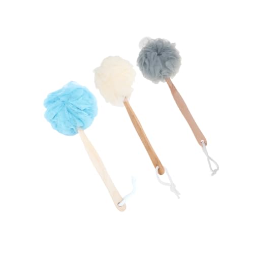 NOLITOY 3個 バスルームアクセサリー bath towel メッシュバススポンジ プーフシャワー 女性用バススポンジ へちま ボディ用バススクラバー ヘチマ皿 木製