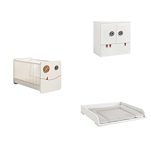 now! by hülsta minimo Babybett mit Federholzrahmen + Kommode Schneeweißin...