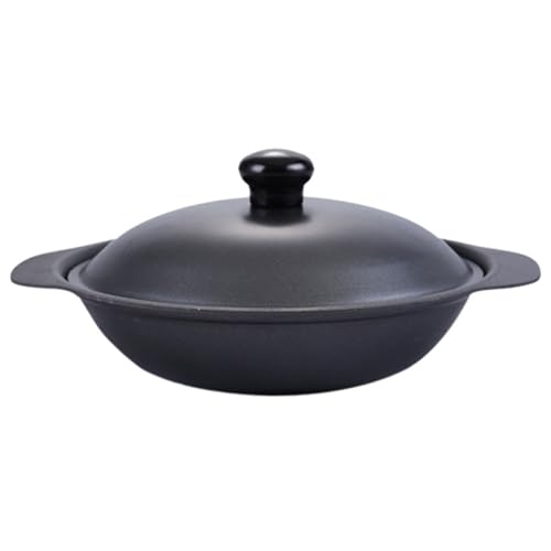 MAGICLULU Casseruola in Ghisa 26 Cm Coperchio Pentola da Cucina per Brasare Resistente Alte Temperature per Stufati e Zuppe Uso Domestico Forno e Stufa