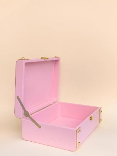 Image of Personalized Leather Keepsake Box with Pink Finish | Acrylic Gold Name | Premium MDF Wood Memory Chest | Size: 10 * 7 * 3.5inch