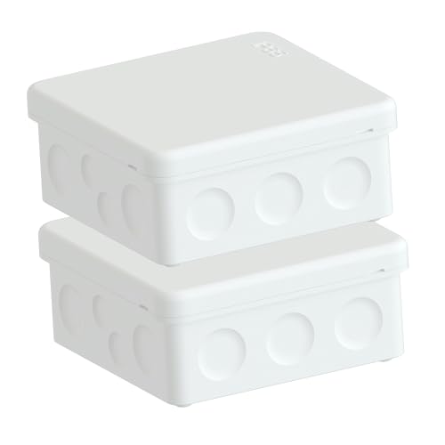 Temolink IP65 Abzweigdose Weiß 2 Stück Wasserdichte Klein Verteilerdose Aufputz mit Schnappdeckel Verbesserte Gummidichtung Feuchtraum-Verteilerdose für Außen 88×88 mm