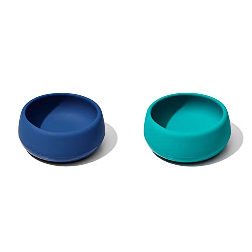 Image of OXO Tot Silicone Bowl 2 Piece Set - Navy & Teal