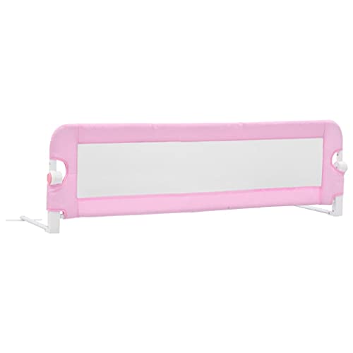 vidaXL Barrera Cama Niños Bebés Abatible Protección Contra Caídas Plegable Portátil Barandilla Seguridad Infantil Anticaída Rejilla Poliéster Rosa
