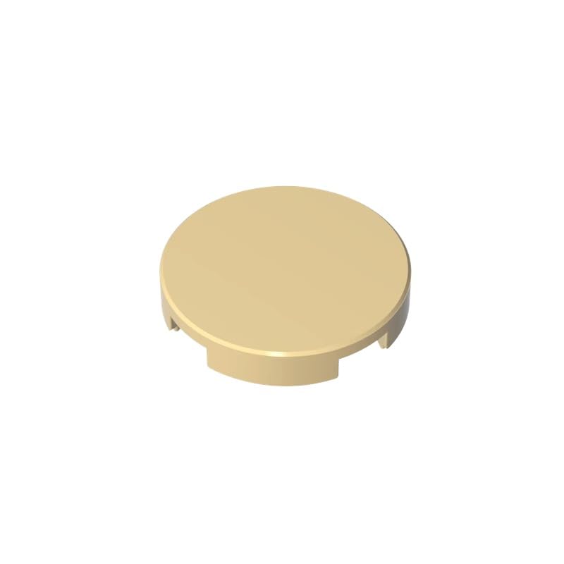 Gobricks 14769 Circular Plate Tile Round 2x2 with Bottom Stud Holder 50 Pieces GDS-611 Compatible with Lego Building Blocks Color:Tan