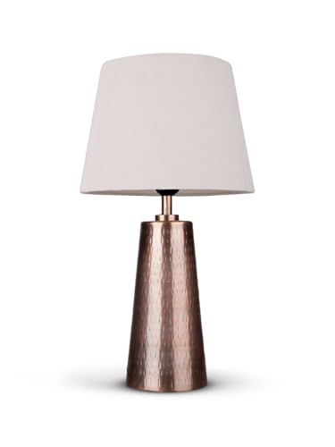 Image of Green Girgit Copper Etched V-Shaped Lamp with Taper Solid White Shade | Galvanized Iron Bedside Metal Handcrafted Night & Reading Lamp | Home & Living Room Decor Item