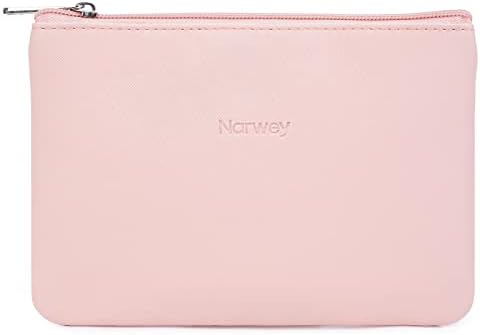 Narwey Small Makeup Bag for Purse Vegan Leather Travel Makeup Pouch Mini Cosmetic Bag Zipper Pouch for Women and Girls (Black)