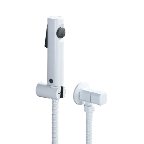 TYMYW Handheld Shower Head Douche Toilet Bidet Spray Wash Jet White Wall-Mounted Toilet Sprayer Kit with 1.5M Shower Tube
