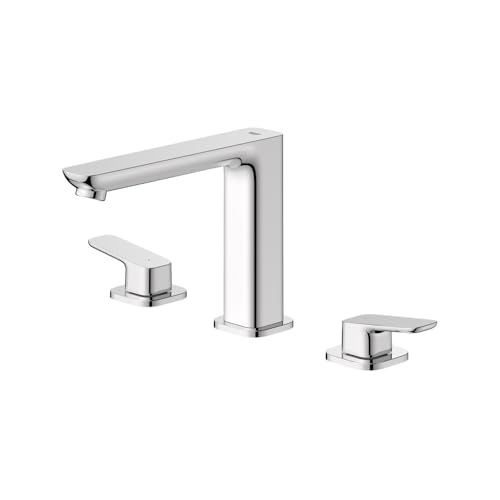Image of GROHE Cubeo 3-Hole 2-Handle Deck Mount Roman Tub Faucet, Chrome