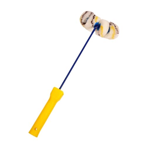 KiBcsLic Paint Roller for Pipe for Curved Surface Painting Tool Curved Tube Roller Brush with Handle for Cleaning Scaffolding Railings, 4 Wheels