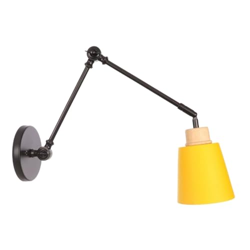 JOUFNING Lámpara De Pared Retro Con Brazo Oscilante Ajustable, Lámpara De Noche Rústica, Aplique De Pared Industrial Vintage E27, Foco Decorativo De Hierro, Luz De Pared Para Interior(Yellow)