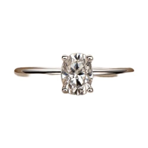 Bague ovale en argent Sterling 925 femmes Moissanite 1 Carat