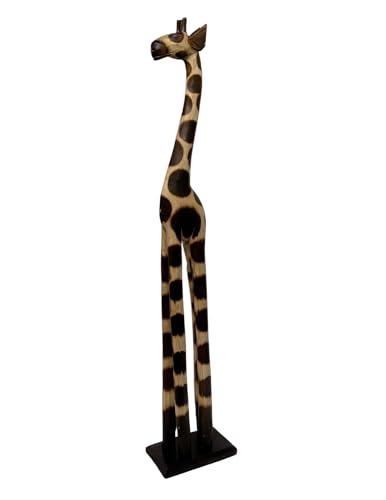 Figura de jirafa africana de madera tallada a mano 40" miniatura 2