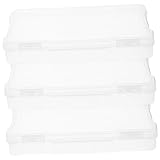 Yardenfun 3pcs Multi-purpose Photo Organizer and Storage Box Transparent Plastic Case for Postcards Jewelry Crafts and Electronic Components