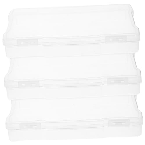 Yardenfun 3pcs Multi-purpose Photo Organizer and Storage Box Transparent Plastic Case for Postcards Jewelry Crafts and Electronic Components