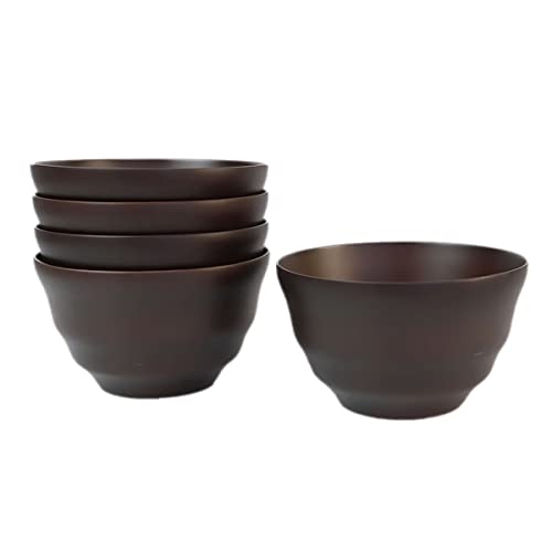 マルチボウル 天然木製 5客セット 汁椀 食洗機対応 モダンフィット ダークブラウン お椀 日本国内加工品 ナノガラスコート おしゃれ 木目 お味噌汁椀 スープ