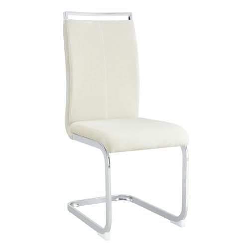Image of Baysitone Modern Dining Chairs Set of 8, Side Dining Room Chairs, High Back Kitchen Chairs with Suede Fabric Padded Seat for Dining Room,Kitchen, Living Room Cream White