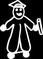 Graduation Graduate Student Stick Figure Family stick em up White vinyl Die Cut vinyl Decal sticker for any smooth surface