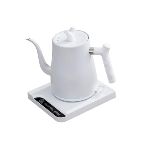 Pitycbo Hervidor Eléctrico Jarra de Cuello de Cisne Caldera de Calentamiento Rápido de Acero para Controlar La Velocidad del Agua Adecuado para Preparar, Blanco, 1000l