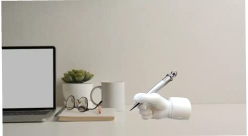 Image of AUGEN Pen Stand Decorative Hand Pen Holder with Pen Design Stationery Holder | Gift Item | Table Top Decor (Hand Pen Silver)