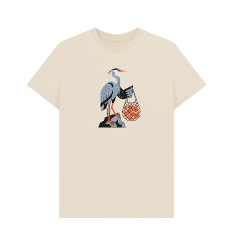 Image of Heron Bird Graphic T-Shirt Coastal Wildlife Print Tee
