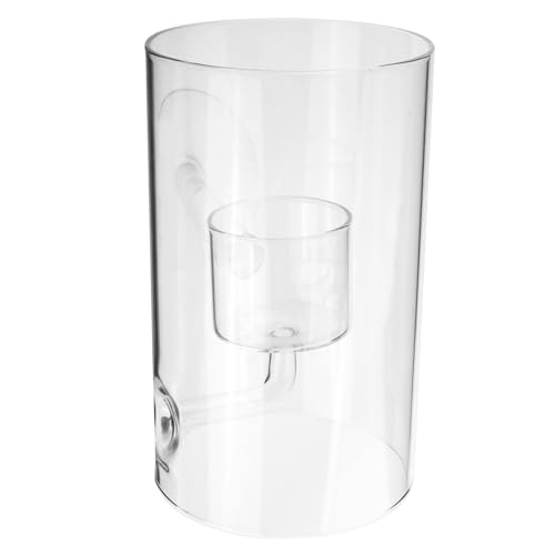 POPETPOP Hurricane Glass Candle Holder Candle Cylinder Cover Clear Candle Tube Modern Cylinder Vases Transparent Candle Shade for Pillar Candles