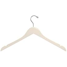 SSWBasics Ivory 17 Inch Wooden Hangers - Case of 50 Premium Dress Hangers Wooden - Sturdy Wood Hangers for Clothing Storage
