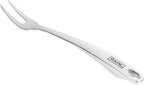 Viking Culinary Hollow Forged Stainless Steel Meat Fork, Ergonomic Stay-cool Handles, Dishwasher Safe