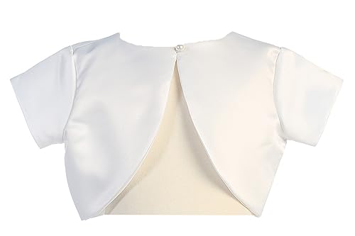 Made in USA - White First Communion Bolero for Girls - Black, Pink, Ivory Flower Girl Sweater for Wedding