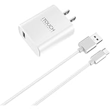 iTOUCH USB-A Fast Charger Set 18W USB-A Wall Charger + 6ft Braided USB-A to USB-C Cable, Durable Nylon, Quick Charging, Multiple Colors Black/White/Navy/Blush/Purple, for Phones & Tablets White