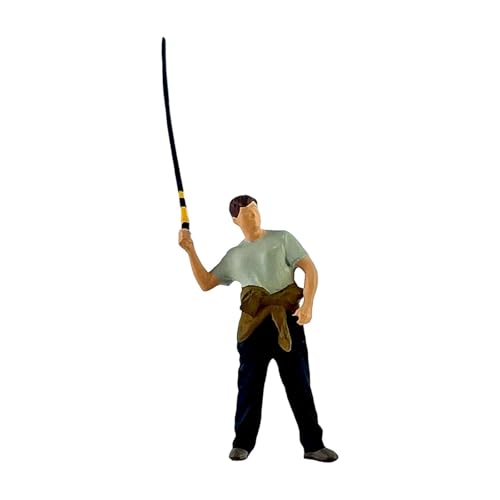 Wmqbjta Figura de Pesca a Escala 1/64, Modelo de en Miniatura para Escenas, Casting de Caña de Pescar