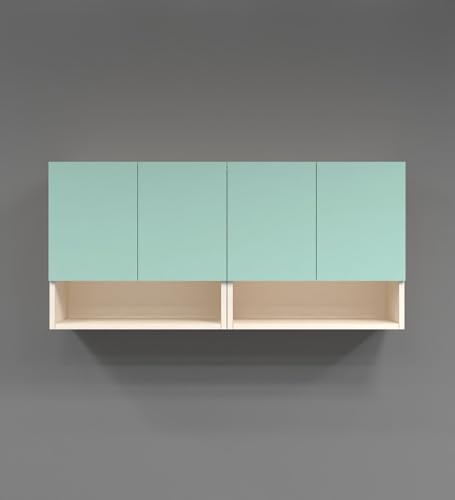 Image of SPECIALITY PANELS 4 Door Wall Cabinet with UV Profile Shutter | Wall Mounted Storage Cabinet for Kitchen Bathroom Living Room | Wooden Wall Cabinet Organizer UV Mint Finish DIY Assembly