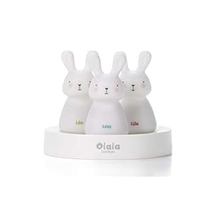 Olala – 3 Nachtlicht für unterwegs, Kaninchen, LED, Leo, Léni & Lila, für Baby & Kinder, wiederaufladbar, Induktionsbetrieb, Autonomie 12 Stunden, ohne Batterie und Kabel – ab Geburt