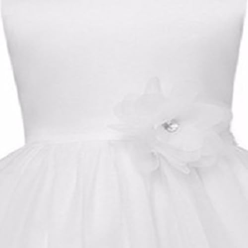 Image of Baby Girl's White Satin Round Nack Maxi Ball Gown Dress (WLT-064 6-7Years Kidswear)