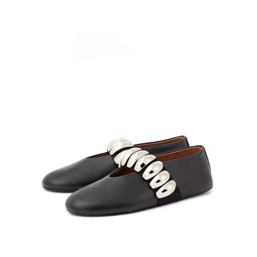 Womens Rhinestone Mary Jane Ballet Flats with Buckled Strap Round Toe Metallic Paillette Slip-On Soft Dress Shoes2