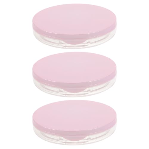 3 juegos Caja Compacta de Maquillaje 5G con Espejo y Puff, rosa | Recargable, para Polvos Sueltos o Prensados, Tamaño 7,5x7,5x1,5cm, Adecuado para Bolso