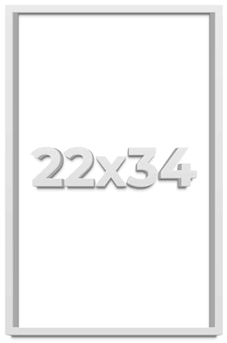 22x34 Shadow Box White Solid Pine Wood Picture Frame with Acid-Free Backing UV Acrylic & Hanging Hardware with 0.75 Inches of Usable Depth and 0.75 Inches Frame Moulding Width