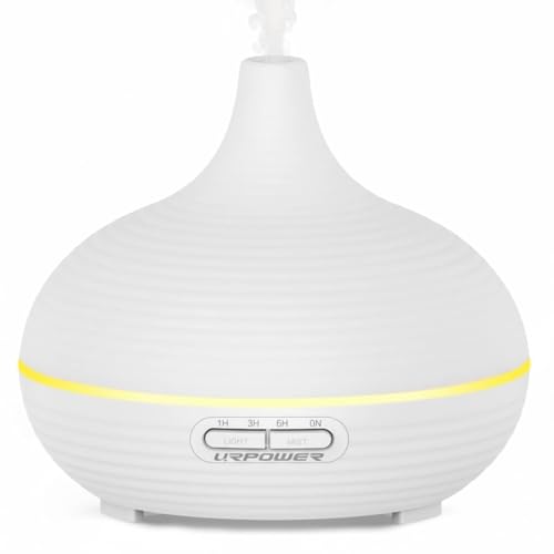 URPOWER 300ml Sleep Diffuser for Bedroom, All-Night Essential Oil Diffuser, Quiet Ultrasonic Cool Mist, Auto-Off & Timer, 7 LED Color Diffusers Humidifier for Home Office & Large Rooms